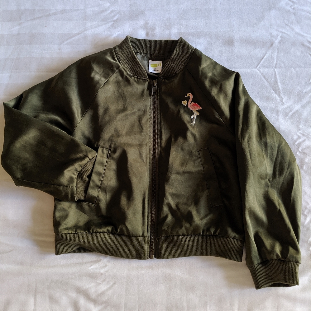 Toddler green bomber jacket